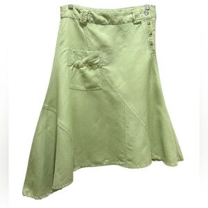 Miss Lili Green Asymmetrical A-Line Skirt Size Small Y2K Utility